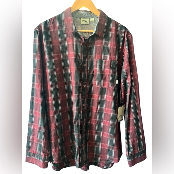 NWT VANS off the wall long sleeve button down plaid size L - Picture 1 of 8
